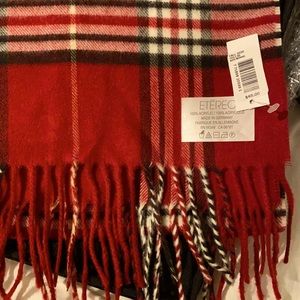 ETÉREO Plaid red black and white scarf NWT